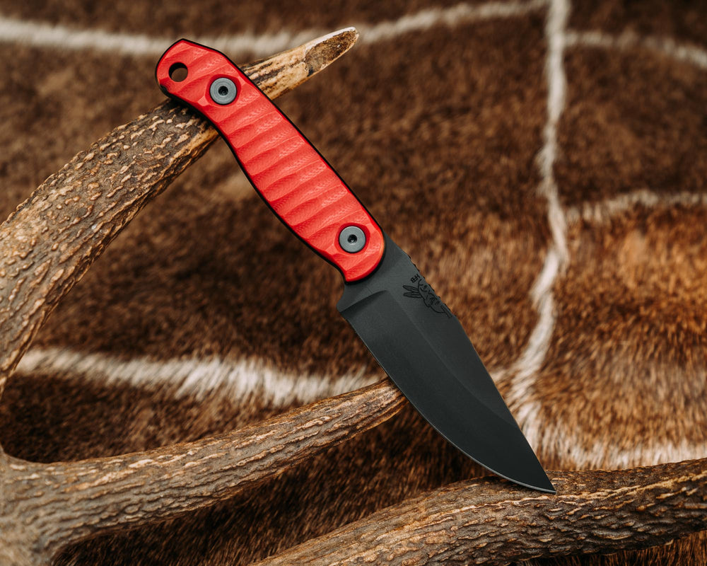 Feather Light - HFB x Derek Wolfe - Cherry and Black G10, Armor Black Cerakote, Allen Bolts, Iron Grip