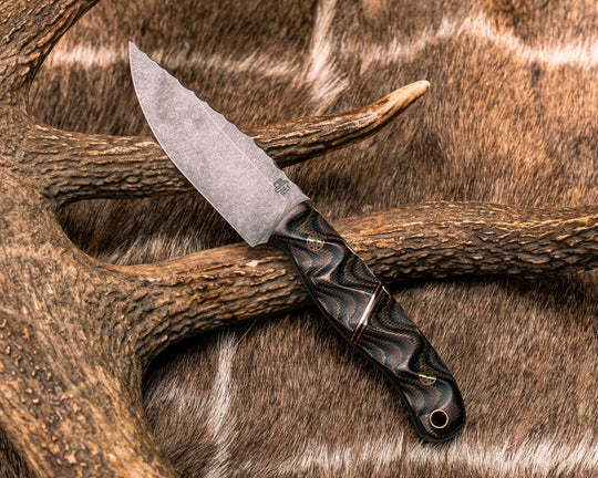 Feather Light- Python Micarta, Black G10 and Copper Split, Mosaic Pins, Copper Lanyard Pin, Textured Grip