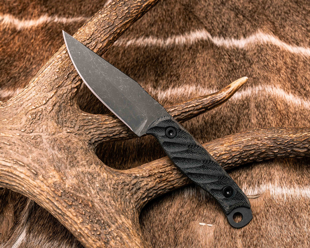 Crow Jr- Black Canvas Micarta, Allen Bolts, Textured Grip