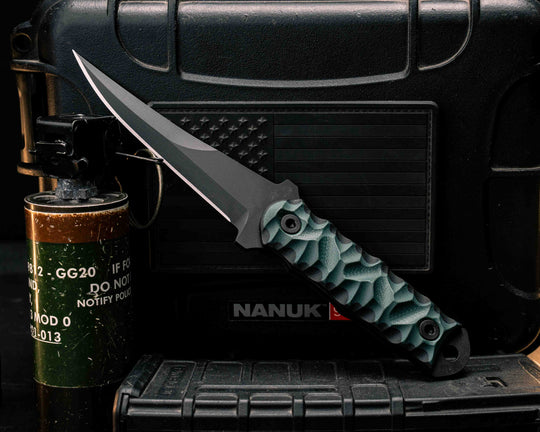 Combat Filet- Forest Green/Black G10, Armor Black Cerakote, Allen Bolts, Textured Grip