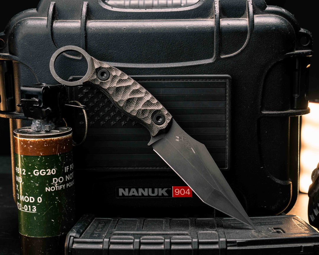 Ringed Tac Tanto- OD Green Canvas Micarta, Allen Bolts, Textured Grip
