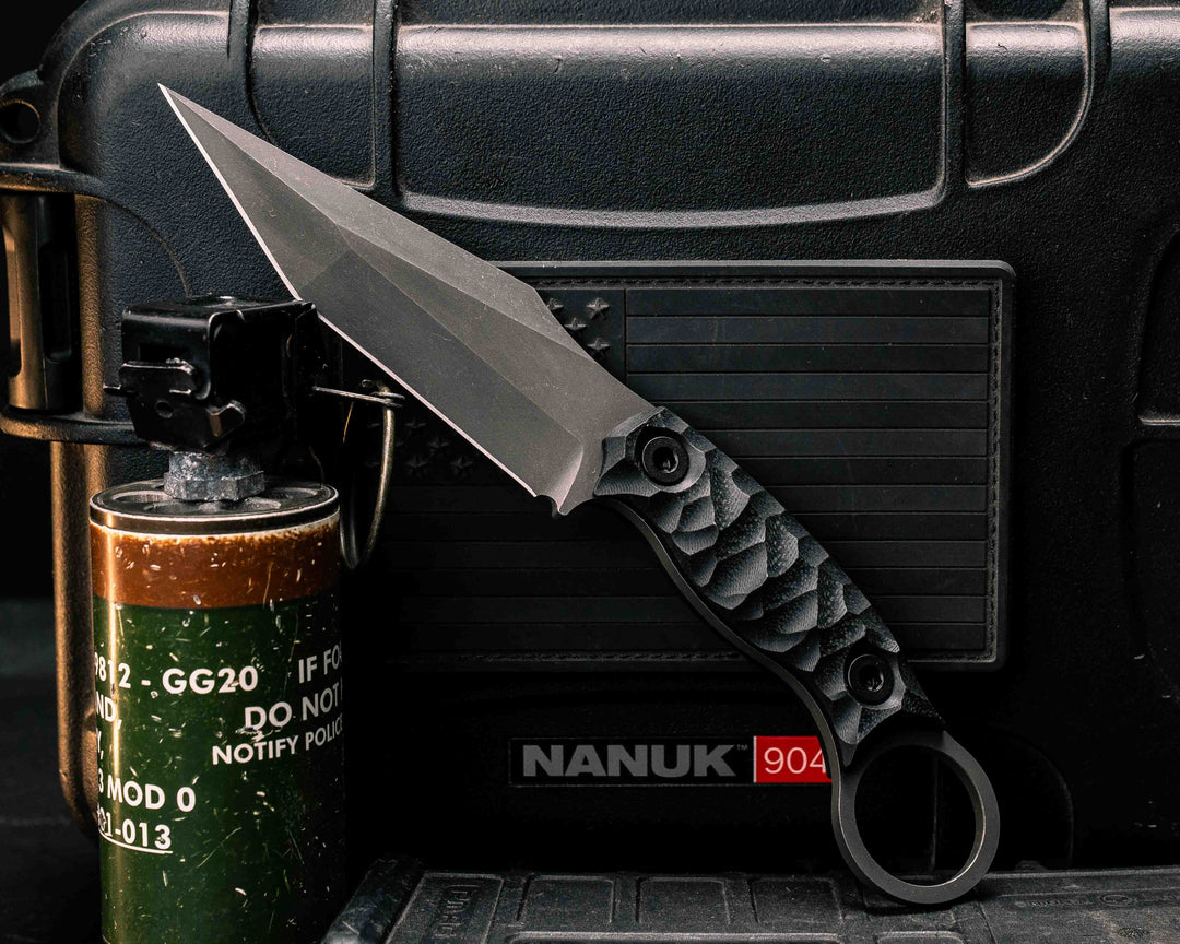 Ringed Tac Tanto- Black G10, Allen Bolts, Textured Grip