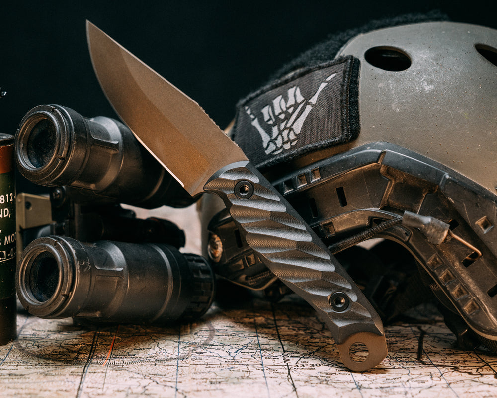 Crow Jr- Black G10, Midnight Bronze Cerakote, Allen Bolts, Iron Grip