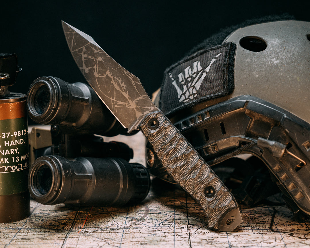 Field Knife- Black Canvas Micarta, Allen Bolts, Chaos Grip
