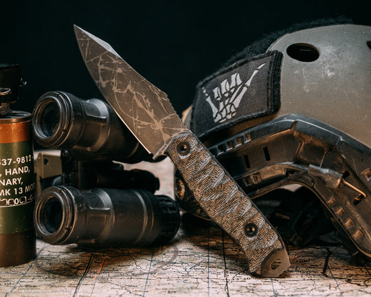 Field Knife- Black Canvas Micarta, Allen Bolts, Chaos Grip