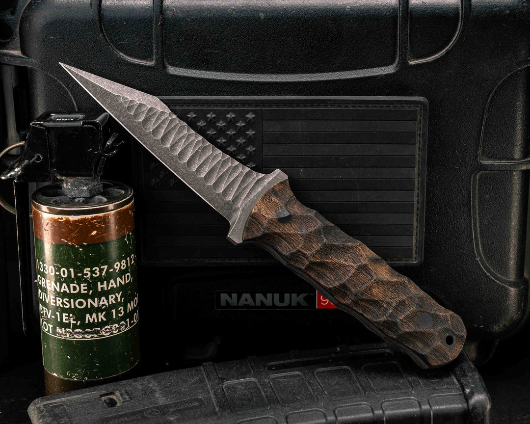Combat Dirt Nap- Bead Blasted Rustic Finish Desert Ironwood, CF Pins, CF Lanyard Pin, Textured Grip