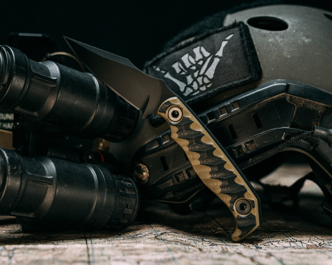 Custom EDC - OD Green and Black G10, Armor Black Cerakote, Allen Bolts, Chaos Grip