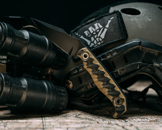 Custom EDC - OD Green and Black G10, Armor Black Cerakote, Allen Bolts, Chaos Grip