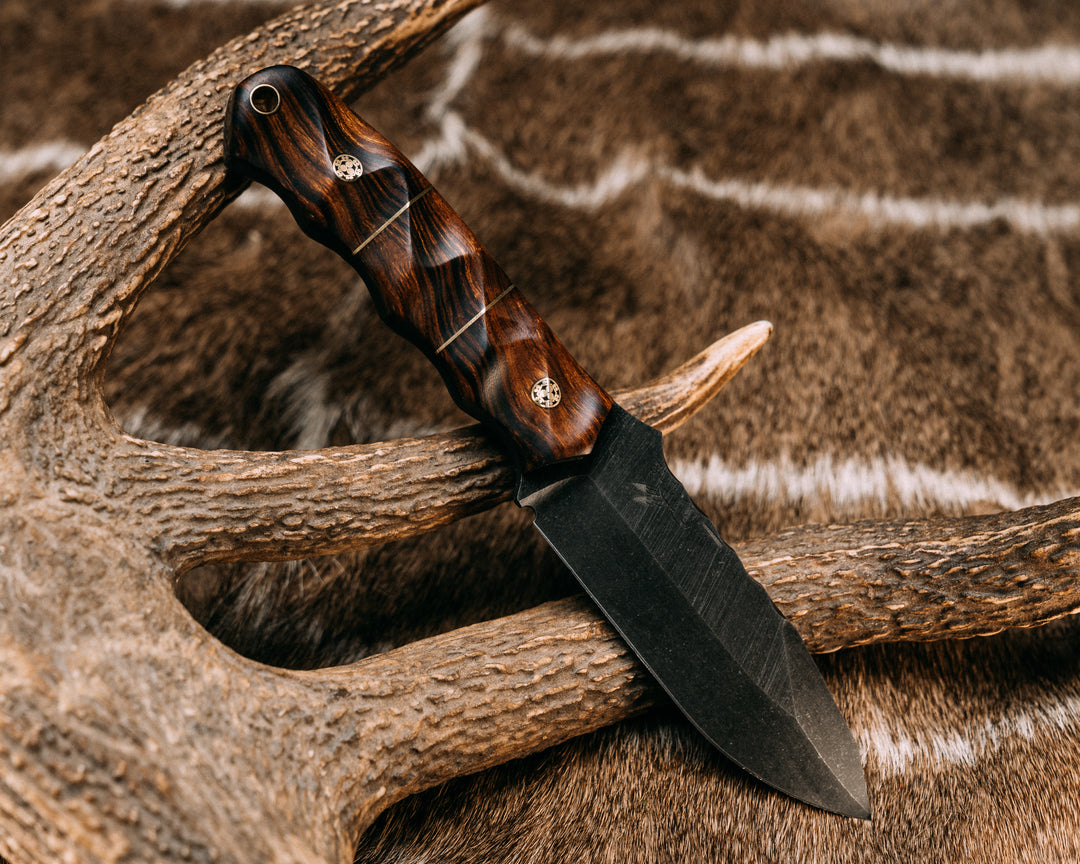Disaster Jr- Desert Ironwood, Brass and Desert Ironwood split, Mosaic Pins, Brass Lanyard Pin, Textured Grip