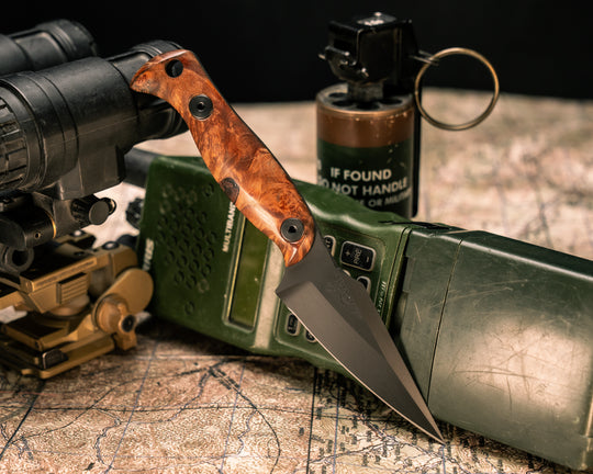 Gulo Gulo- Maple Burl, Armor Black Cerakote, Allen Bolts, Smooth Grip