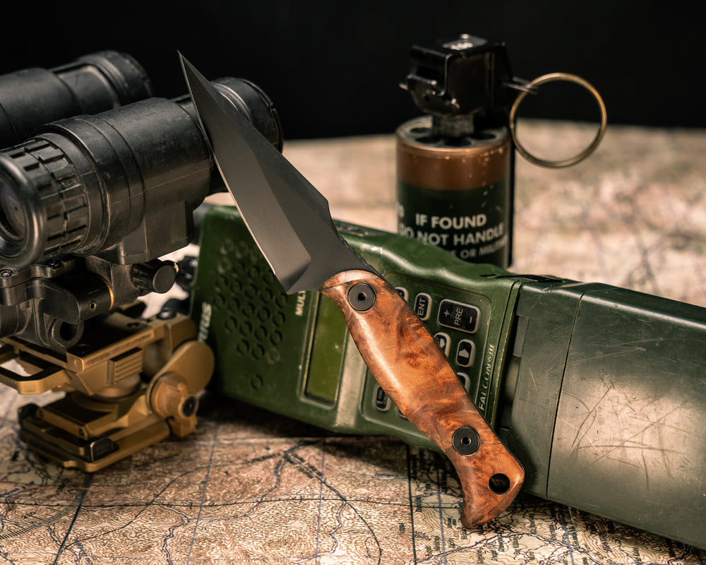 Gulo Gulo- Maple Burl, Armor Black Cerakote, Allen Bolts, Smooth Grip