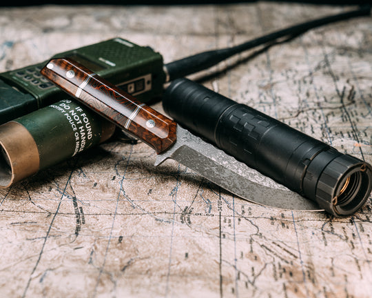 Kwaiken FC- Snakewood, Black G10, Brass and Aluminum Pin Striping, "Damascus" Lava Patterned G10 Split, Mosaic Pins, Brass Pin, Contoured Grip