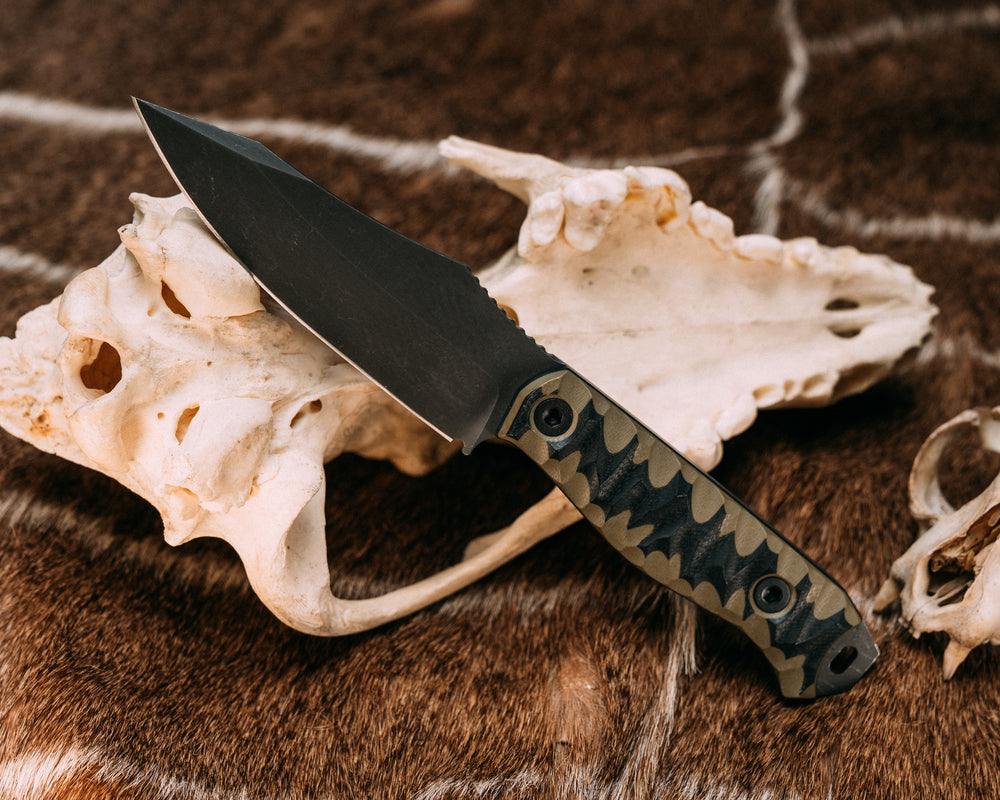 Field Knife- OD Green and Black G10, Allen Bolts, Chaos Grip