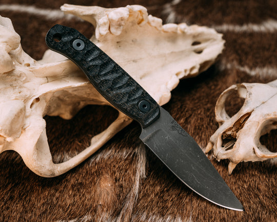 Feather Light- Black Burlap Micarta, Allen Bolts, Iron Grip