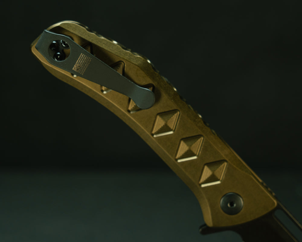 Kwaiken Folder- Anodized OD Green Handle, Black Nitride Blade, Textured Grip, Deep Carry Pocket Clip
