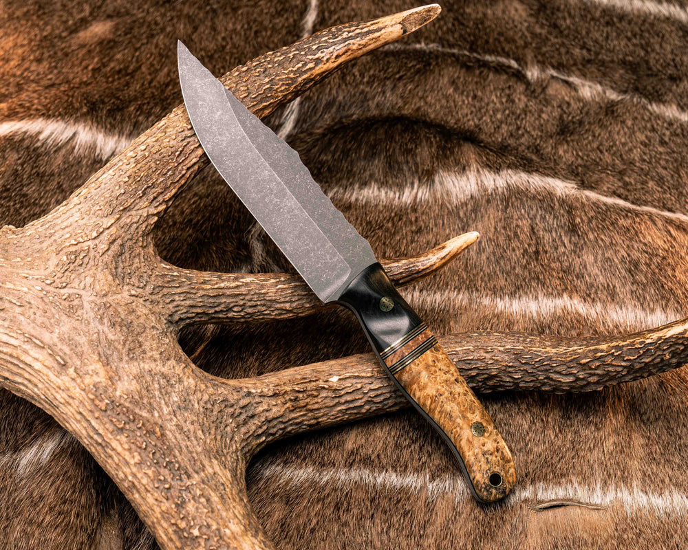 Crow Scout- Ebony, Black G10, Brass, Coyote G10 and Desert Tan G10 Pin Striping, Black Ash Burl Split, Black Ash Burl, Mosaic Pins, Brass Lanyard Pin, Textured Grip