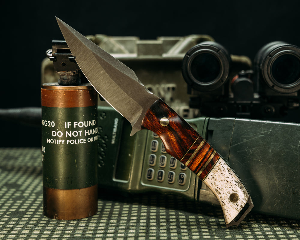 Modified Tosahwi- Desert Ironwood, Brass and Desert Ironwood Split, Brass Pins, Contoured Grip