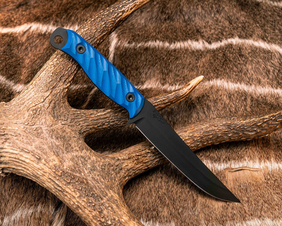 Crow Breakdown - Blue G10, Orange and Purple G10 Liner, Armor Black Cerakote, Allen Bolts, Textured Grip