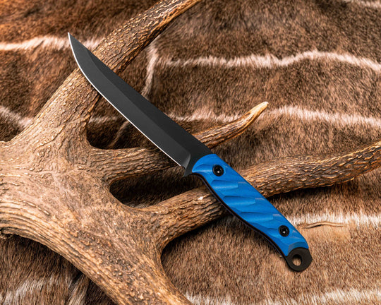 Crow Breakdown - Blue G10, Orange and Purple G10 Liner, Armor Black Cerakote, Allen Bolts, Textured Grip