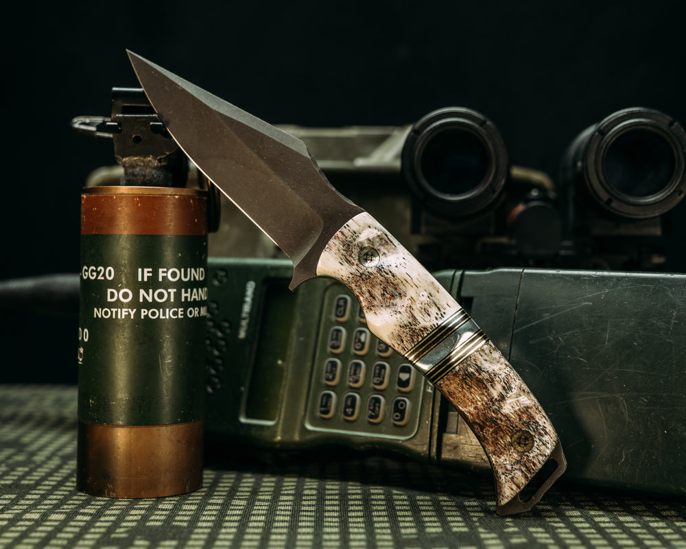 Modified Tosahwi- Black G10, Brass and Aluminum Split, Mosaic Pins, Textured Grip