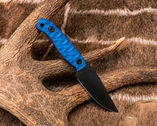 Feather Light- Blue G10, Orange and Purple G10 Liners, Armor Black Cerakote, Allen Bolts, Textured Grip