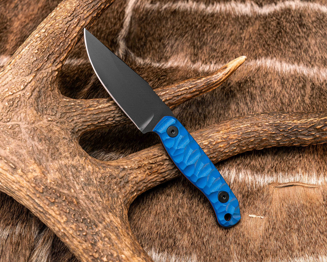 Feather Light- Blue G10, Orange and Purple G10 Liners, Armor Black Cerakote, Allen Bolts, Textured Grip