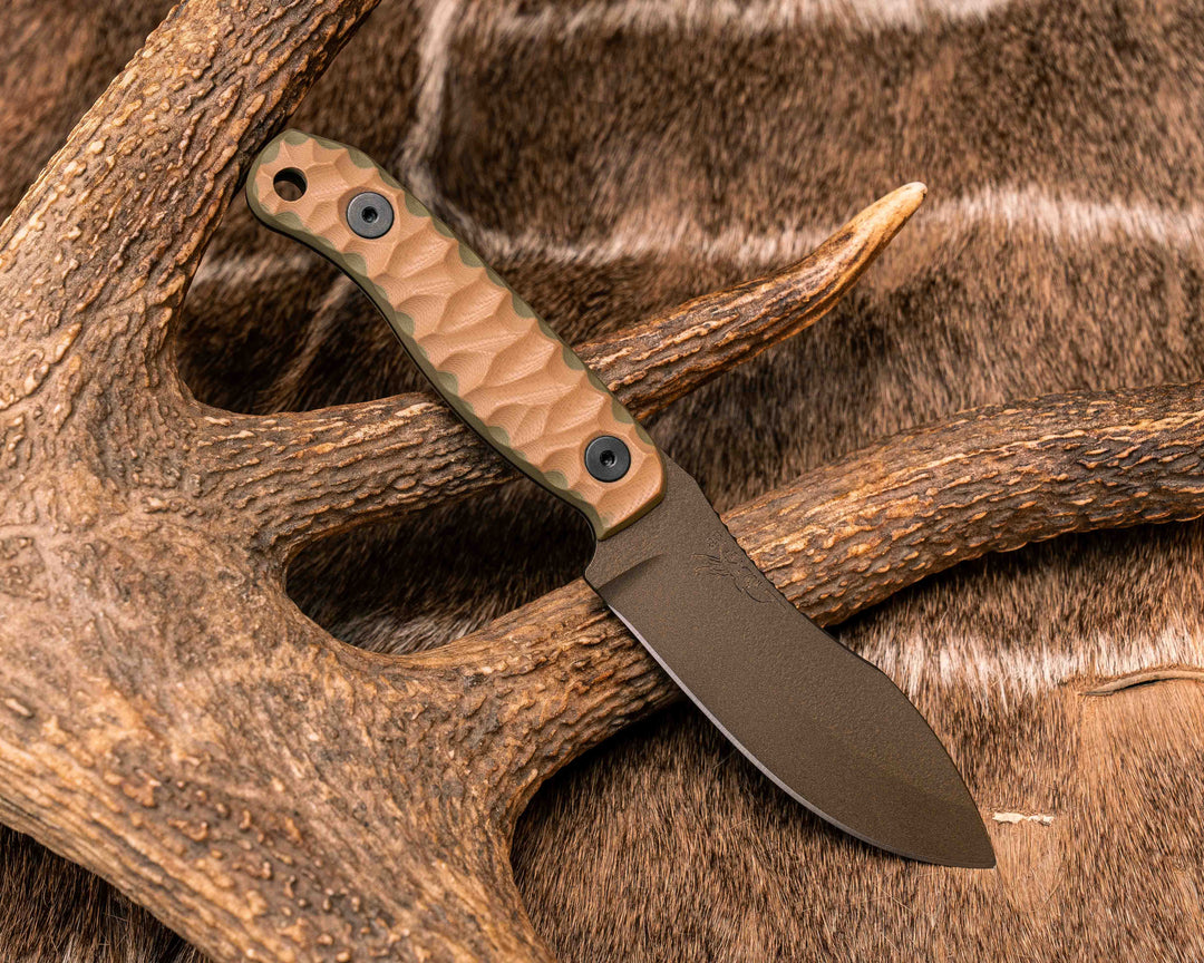 Skinner Jr- Coyote/OD Green G10, Midnight Bronze Cerakote, Allen Bolts, Textured Grip
