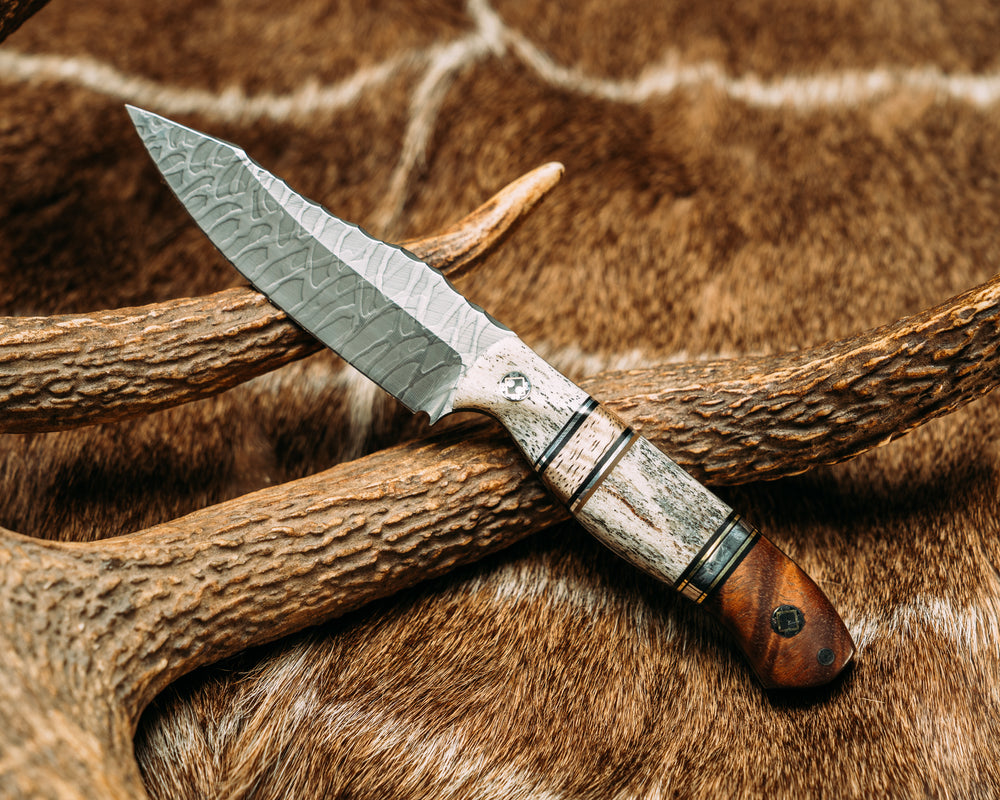 Field Knife Jr- Black G10, Aluminum and Coyote G10 Pin Striping, Curly Mango and Aluminum Split, Hawaiian Curly Koa, Mosaic Pins, Contoured Grip