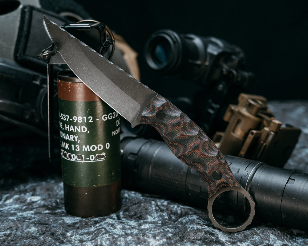 Osoraku 3" Mini- Badlands Canvas Micarta, CF Pins, Chaos Grip