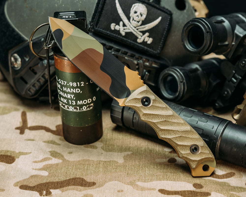 Disaster Jr -  OD Green Canvas Micarta, M81 Cerakote, Allen Bolts, Iron Grip.