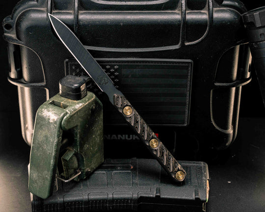 OSS Spike - Gold Camo CF, Armor Black Cerakote, Brass Allen Bolts, Textured Grip