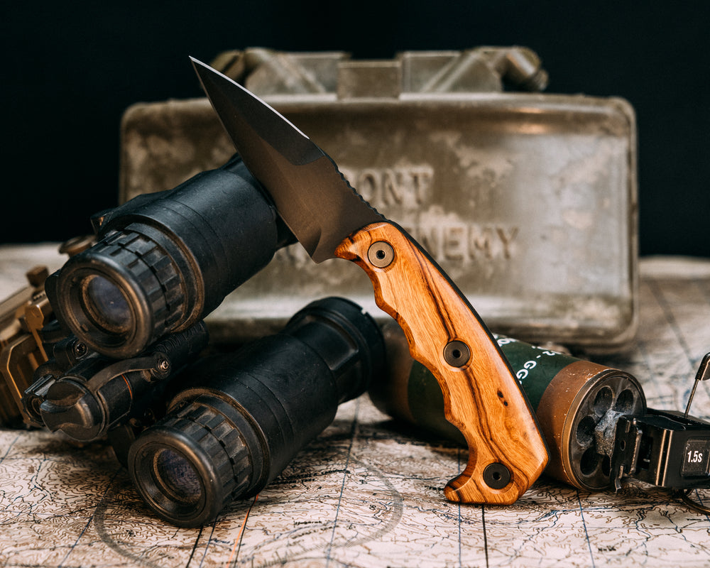 3" HUMINT- Desert Ironwood, Armor Black Cerakote, Allen Bolts, Smooth Grip