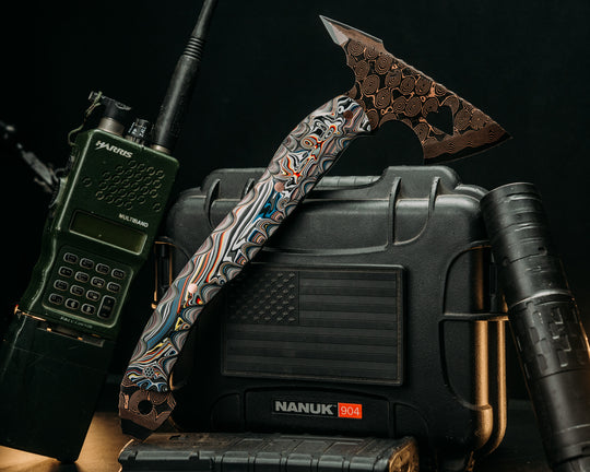 Bleeding Heart Hawk- Baker Forge Raindrop Pattern CopperMai- Jeep Fordite, Copper Pins, Copper Mosaic Pin, Textured Grip
