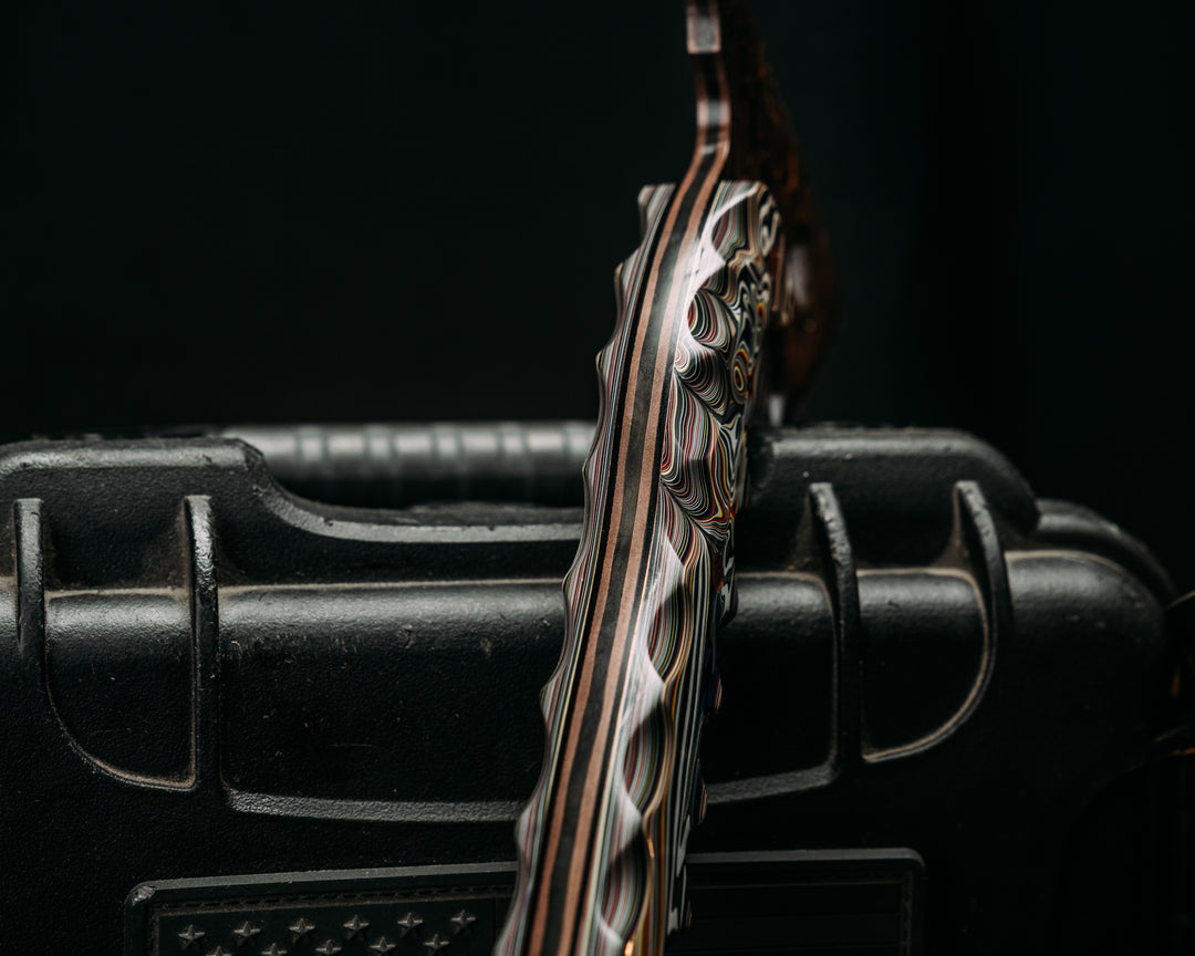 Bleeding Heart Hawk- Baker Forge Raindrop Pattern CopperMai- Jeep Fordite, Copper Pins, Copper Mosaic Pin, Textured Grip