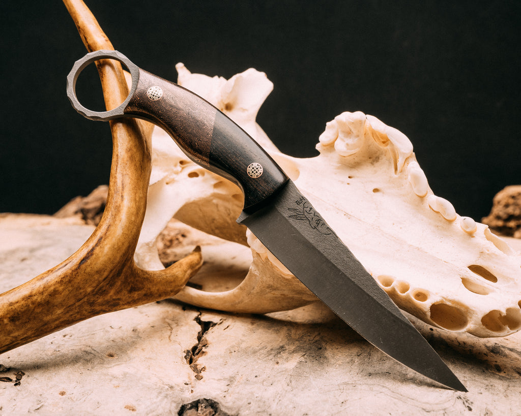 Osoraku 4"- Black Walnut, Copper Space Coral Carbon, Mosaic Pins, Smooth Grip