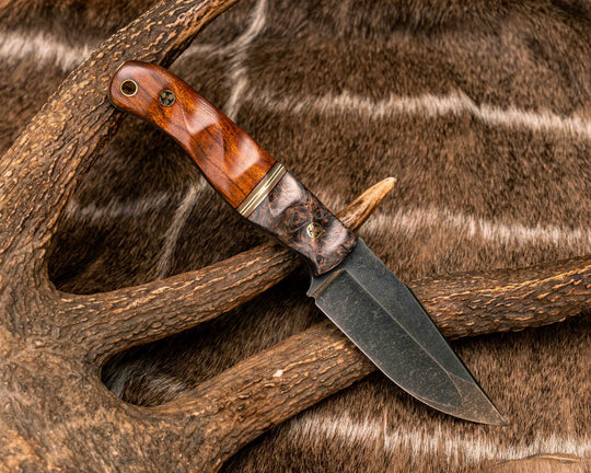 Crow Jr (Compound Grind)- Copper Dark Matter Carbon, Black G10, Copper, OD Green G10, White G10 and Brass Split, Desert Ironwood, Mosaic Pins, Brass Lanyard Pin, Textured Grip