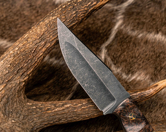 Crow Jr (Compound Grind)- Copper Dark Matter Carbon, Black G10, Copper, OD Green G10, White G10 and Brass Split, Desert Ironwood, Mosaic Pins, Brass Lanyard Pin, Textured Grip