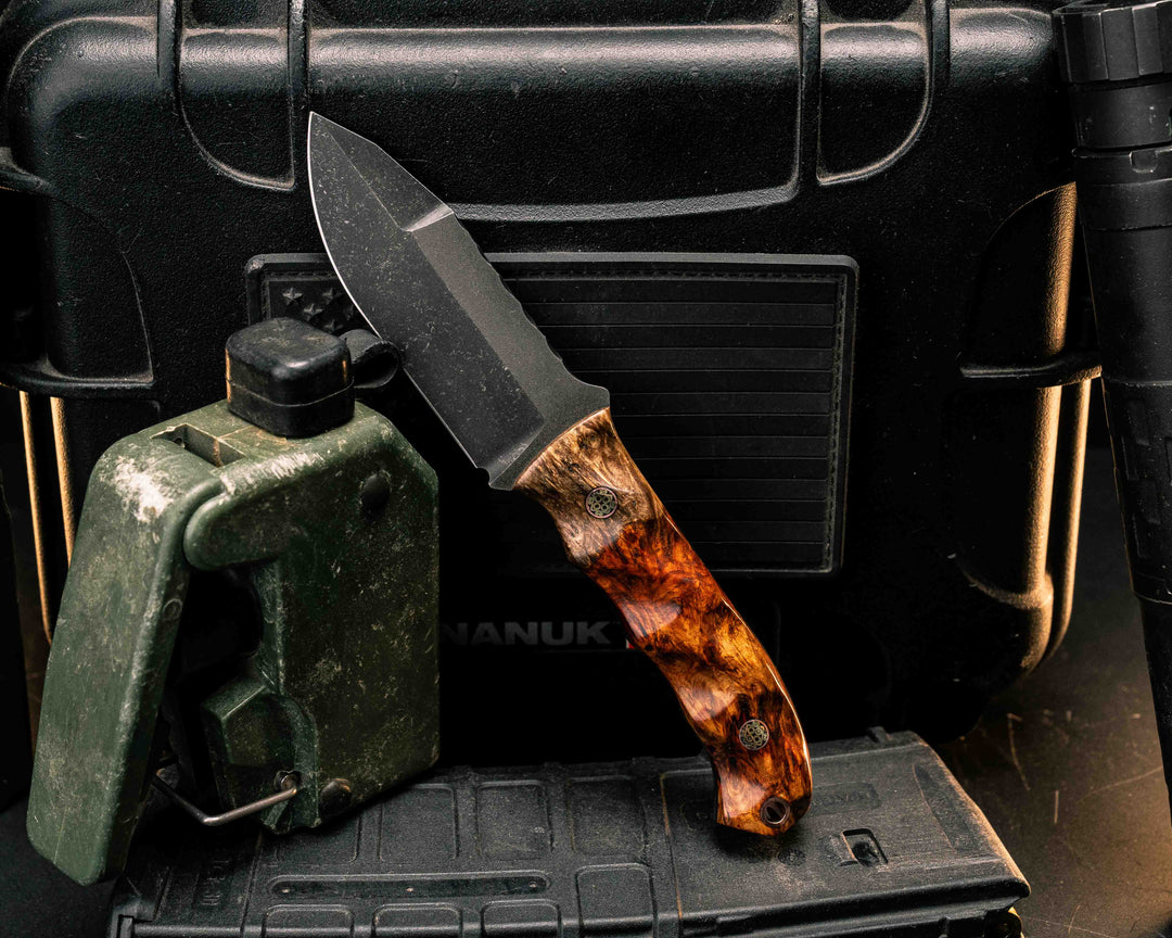 Disaster Cub Gen 3- Lion's Blood Amboyna, Mosaic Pins, Copper Lanyard Pin, Textured Grip