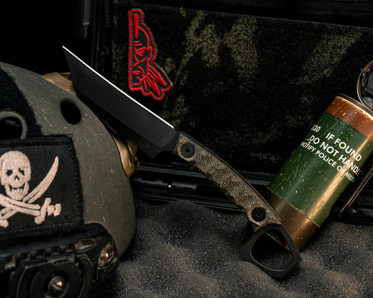 SOPHS- OD Green Canvas Micarta, Armor Black Cerakote, Allen Bolts, Textured Grip