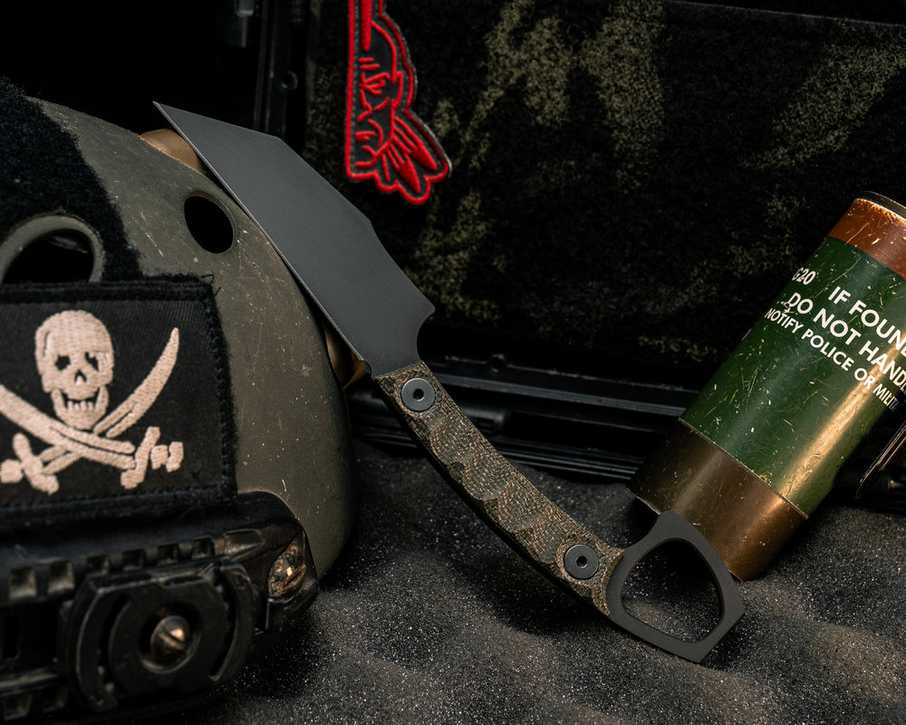 SOPHS- OD Green Canvas Micarta, Armor Black Cerakote, Allen Bolts, Textured Grip