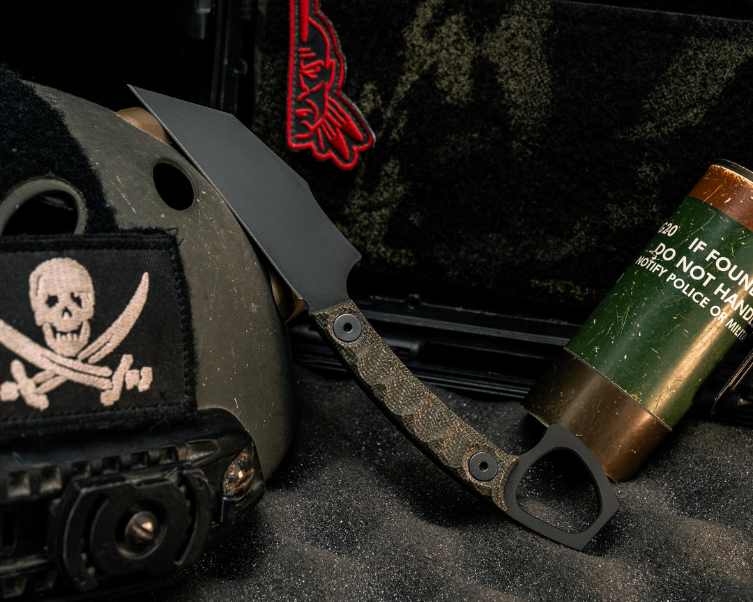 SOPHS- OD Green Canvas Micarta, Armor Black Cerakote, Allen Bolts, Textured Grip