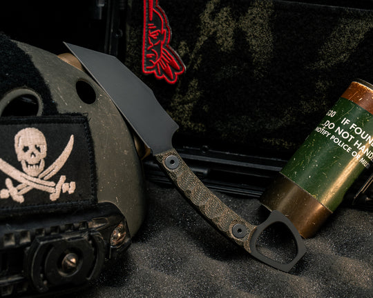 SOPHS- OD Green Canvas Micarta, Armor Black Cerakote, Allen Bolts, Textured Grip