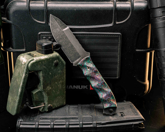 Disaster Cub Gen 3- Dyed Black Ash Burl, Mosaic Pins, Textured Grip