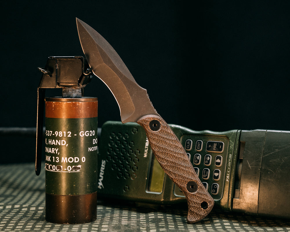 Extremis MK1 - OD Green Canvas Micarta, Allen Bolts, Hollow Lanyard Hole, Iron grip