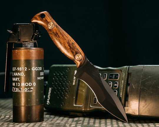 Extremis MK1- Desert Ironwood, Armor Black Cerakote, Brass Allen Bolts, Smooth Grip