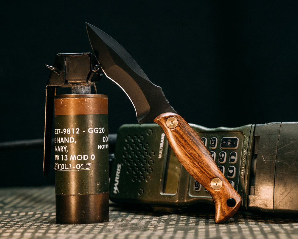 Extremis MK1- Desert Ironwood, Armor Black Cerakote, Brass Allen Bolts, Smooth Grip