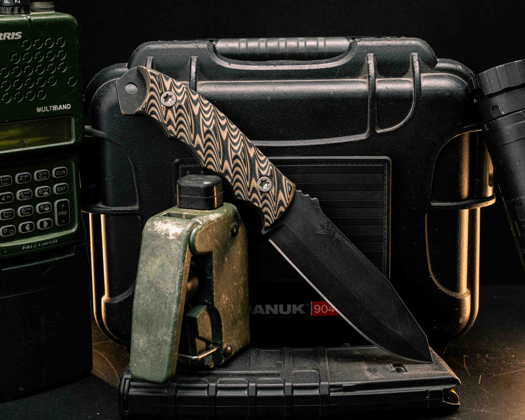 Disaster Breacher- Coyote/Black G10, Armor Black Cerakote, Allen Bolts, Textured Grip
