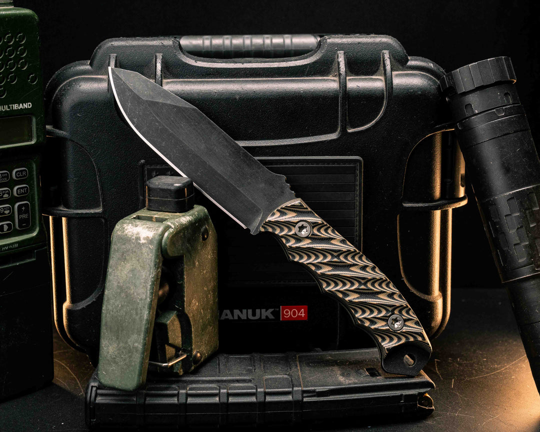 Disaster Breacher- Coyote/Black G10, Armor Black Cerakote, Allen Bolts, Textured Grip