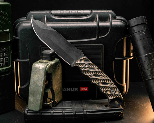 Disaster Breacher- Coyote/Black G10, Armor Black Cerakote, Allen Bolts, Textured Grip