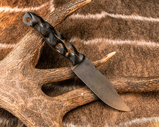 Crow Scout- Black and White Ebony, Mosaic Pins, Textured Grip